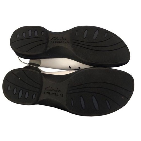 Clarks Springers White Leather Buckle Strap Slingback Sandals - Picture 3 of 4